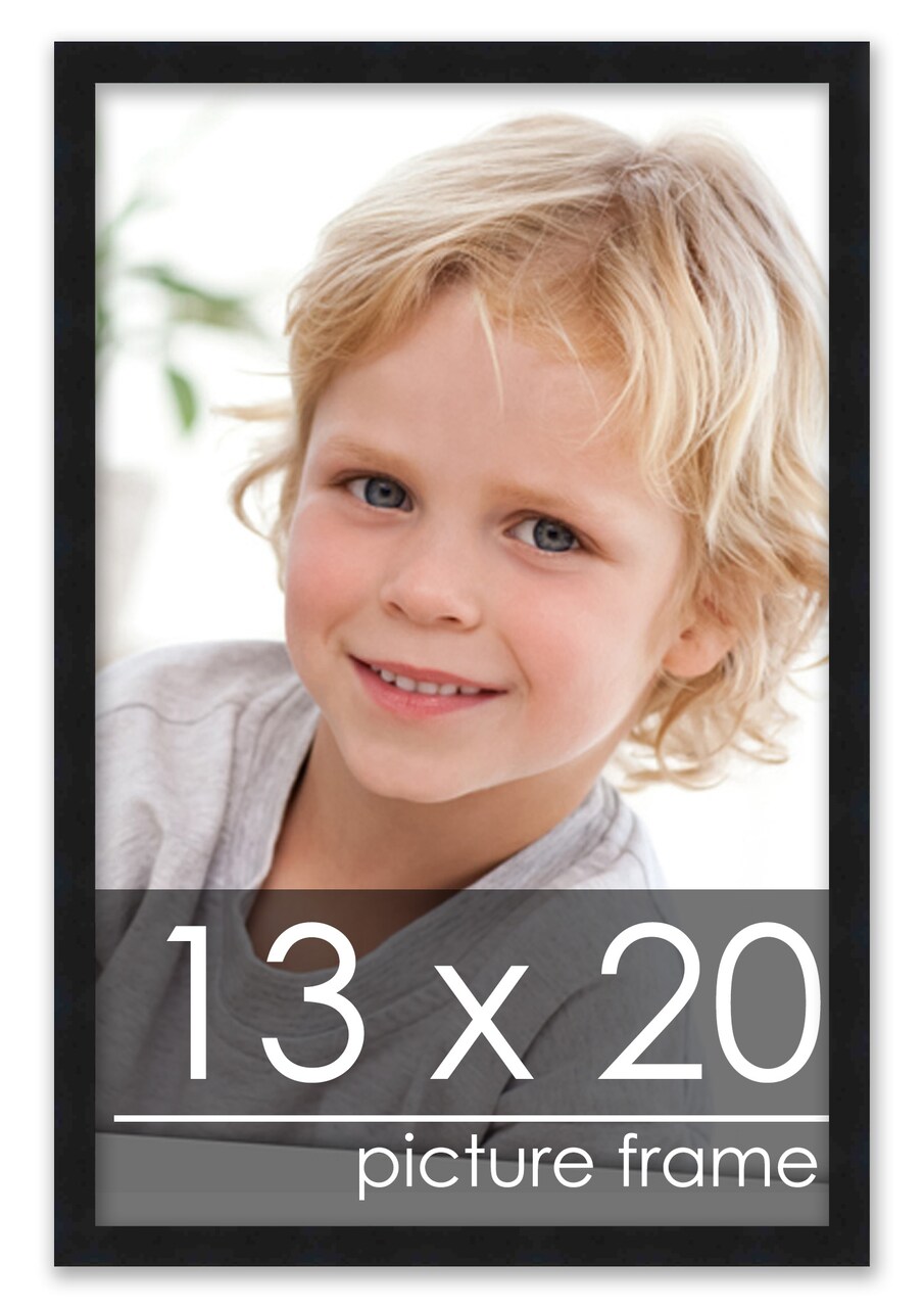 13x20 Modernist Black Picture Frame - UV Acrylic, Foam Board Backing, Hanging Hardware